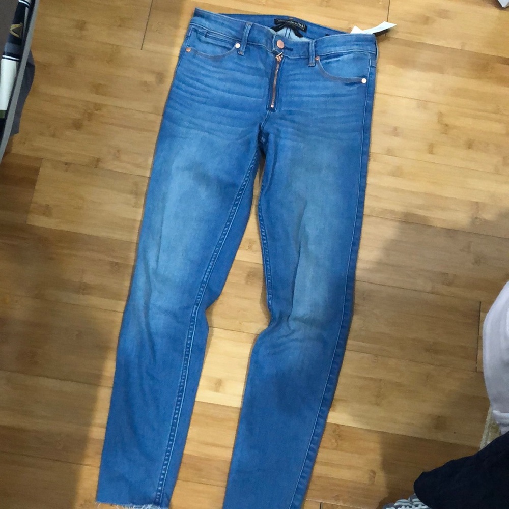 Abercrombie blue jeans rose gold zipper
